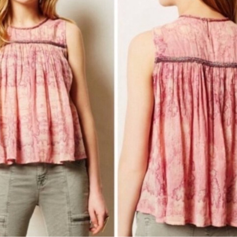 Anthropologie Holding Horses Boho Tie Dye Flowy Top.